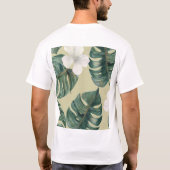 熱帯の水彩植物:シームレスなパターン。 Tシャツ (裏面)