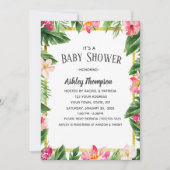 熱帯の水彩花サマーベビーシャワー 招待状 (正面)