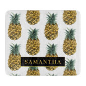 熱帯の水色のパイナップルパターン名 カッティングボード (正面)