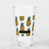 熱帯の水色のパイナップルパターン名 タンブラーグラス (正面)