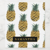 熱帯の水色のパイナップルパターン名 ワインラベル (シングルラベル)