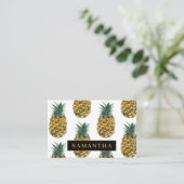 熱帯の水色のパイナップルパターン名 名刺 (スタンド正面)