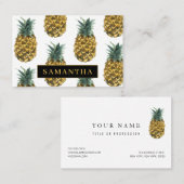 熱帯の水色のパイナップルパターン名 名刺 (正面/裏面)