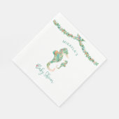 熱帯の水色のフローラシーホース赤ちゃんシャワー スタンダードランチョンナプキン (角)