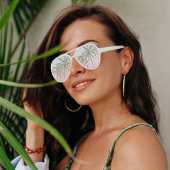 熱帯の水色のヤシの木ピンクブルーのグラデーション アビエーターサングラス