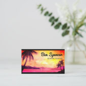 熱帯の水色の絵を描夕日 名刺 (スタンド正面)