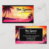 熱帯の水色の絵を描夕日 名刺 (正面/裏面)