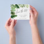 熱帯の水色の葉のフローラは日付を保存 チラシ (手)