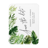 熱帯の水色の葉のフローラは日付を保存 マグネット (縦)