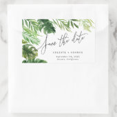 熱帯の水色の葉のフローラは日付を保存 長方形シール (バッグ)