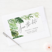 熱帯の水色の葉のフローラは日付を保存 長方形シール (封筒)