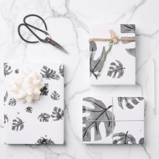 熱帯の水色の黒離れ色の紙s ラッピングペーパーシート (正面)