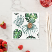 熱帯の水色パイナップル絵を描の白 スタンダードカクテルナプキン (インサイチュ)