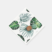 熱帯の水色パイナップル絵を描の白 スタンダードカクテルナプキン (角)
