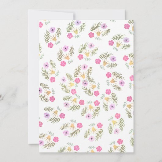 熱帯の水色ピンクのフラミンゴ赤ちゃんシャワー 招待状 (裏面)