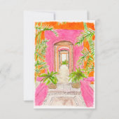 熱帯の水色メキシコの目的地の結婚式 サンキューカード (裏面)