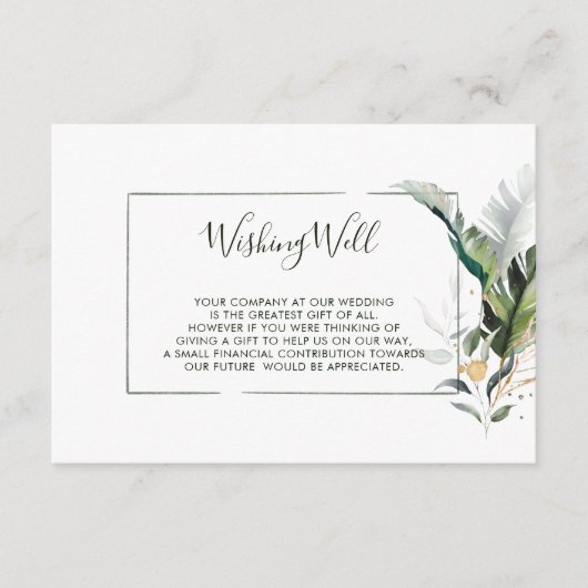 熱帯の水葉色結婚の願い井戸 エンクロージャーカード (正面)