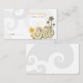 熱帯の波イエローハイビスカス目的地の結婚式 プレイスカード (正面/裏面)