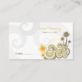 熱帯の波イエローハイビスカス目的地の結婚式 プレイスカード (正面)