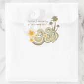 熱帯の波イエローハイビスカス目的地の結婚式 ラウンドシール (バッグ)