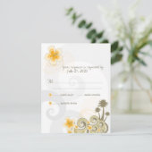 熱帯の波イエローハイビスカス目的地の結婚式 出欠カード (スタンド正面)
