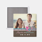 熱帯の波ピンクのハイビスカス写真の保存日 マグネット (正面/裏面)