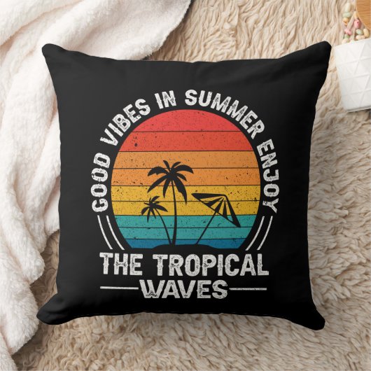 熱帯の波楽しむの夏の好感 クッション (ブランケット)