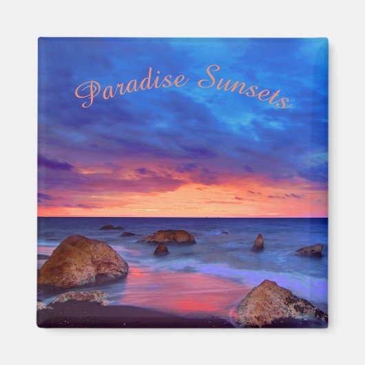 熱帯の海の夕日 マグネット (正面)