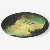 熱帯の海を見下ろす洞窟フォト誕生日 ペーパープレート (アングル)