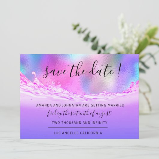 熱帯の海ピンクの波をビーチに保存 セーブザデート (スタンド正面)