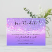 熱帯の海ピンクの波紫色の日付を保存 セーブザデート (スタンド正面)