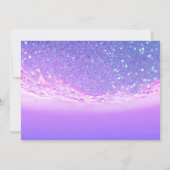 熱帯の海ピンクの波紫色の日付を保存 セーブザデート (裏面)