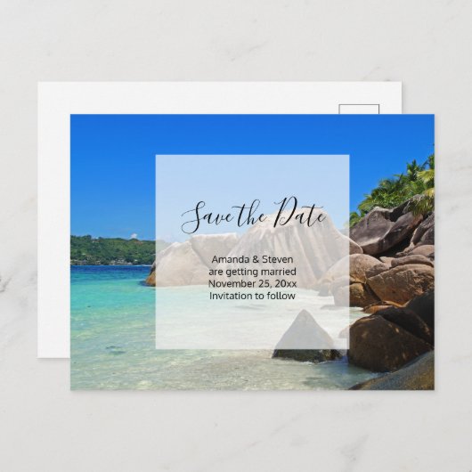 熱帯の海ロッキー海岸の結婚式の日付を除く インビテーションポストカード (正面/裏面)