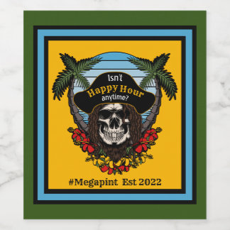 熱帯の海賊は幸せな時間ではない何時メガピント ワインラベル