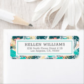 熱帯の混合葉型コラージュ ラベル (インサイチュ)