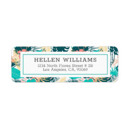 熱帯の混合葉型コラージュ ラベル