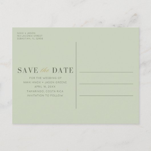 熱帯の滝の結婚式の日付を保存 案内ポストカード (裏面)