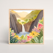 熱帯の滝 | フローラ水彩（横） ポスター