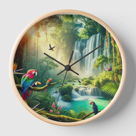 熱帯の滝 壁時計 (正面)