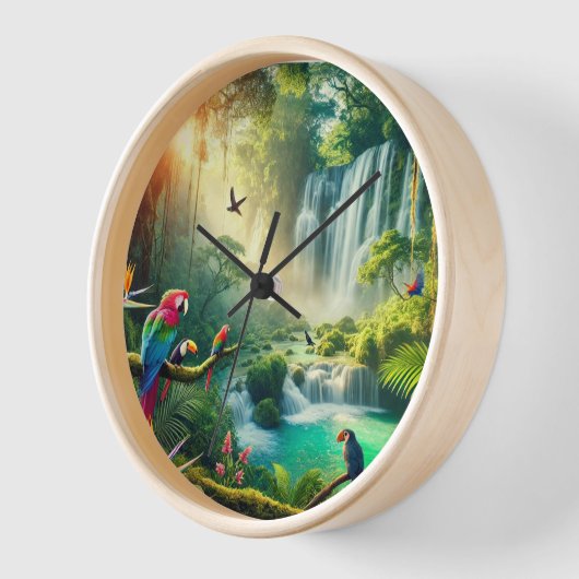 熱帯の滝 壁時計 (傾斜)