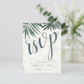 熱帯の田舎のヤシの葉の出欠、水彩招待状 ポストカード (スタンド正面)