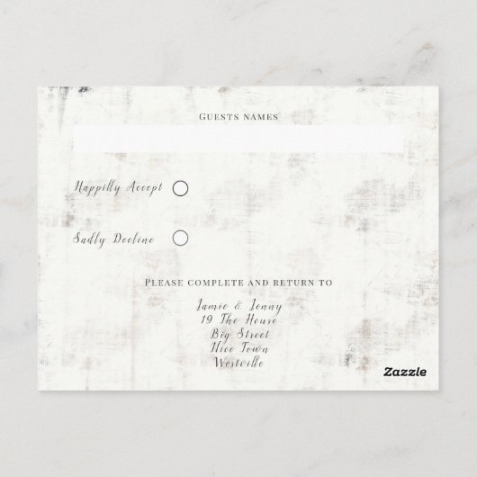 熱帯の田舎のヤシの葉の出欠、水彩招待状 ポストカード (裏面)