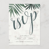 熱帯の田舎のヤシの葉の出欠、水彩招待状 ポストカード (正面)