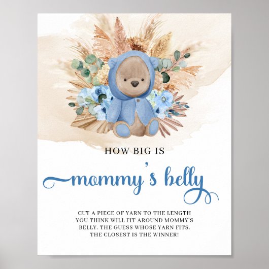 熱帯の男の子テディベアMommyの腹の大きさ ポスター (正面)