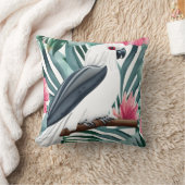 熱帯の白いオウム模様 クッション (ブランケット)