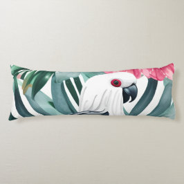 熱帯の白いオウム模様 ボディピロー