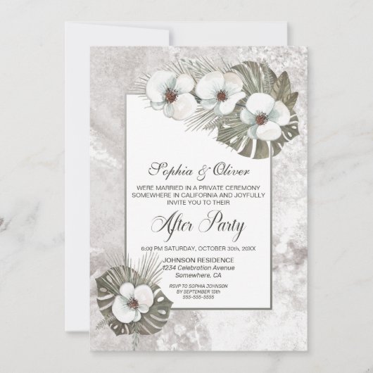 熱帯の白いラン結婚スのパーティー 招待状 (正面)