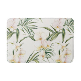 熱帯の白い蘭の花 バスマット