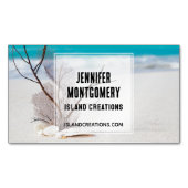 熱帯の白い貝殻ビーチ マグネット名刺 (正面)