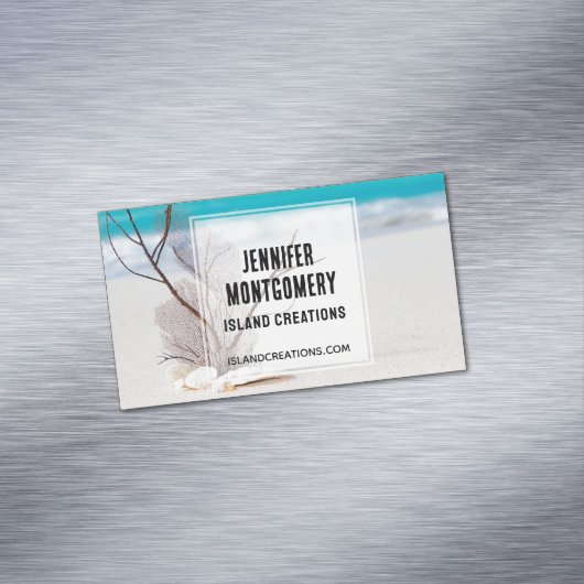 熱帯の白い貝殻ビーチ マグネット名刺 (インサイチュ)